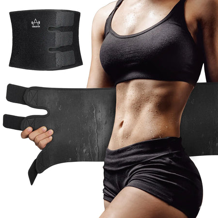 VIMUSFUN Waist Trimmer for Women Belly Fat Sweat Waist Trainer Stomach Wraps for Weight Loss Exercise Sweat Bands Sauna belts Black