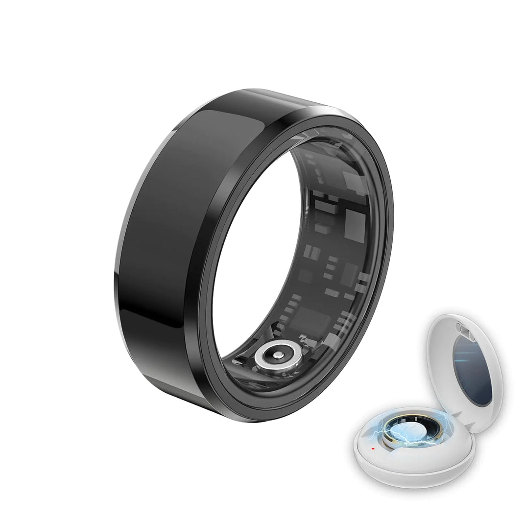 Smart Ring Health Tracker - Fitness Sleep Heart Rate Blood Oxygen Tracker Smart Ring for Men and WomenIP68 Waterproof Level Bluetooth Fitness Tracker Rings - Free APP (Black 8)